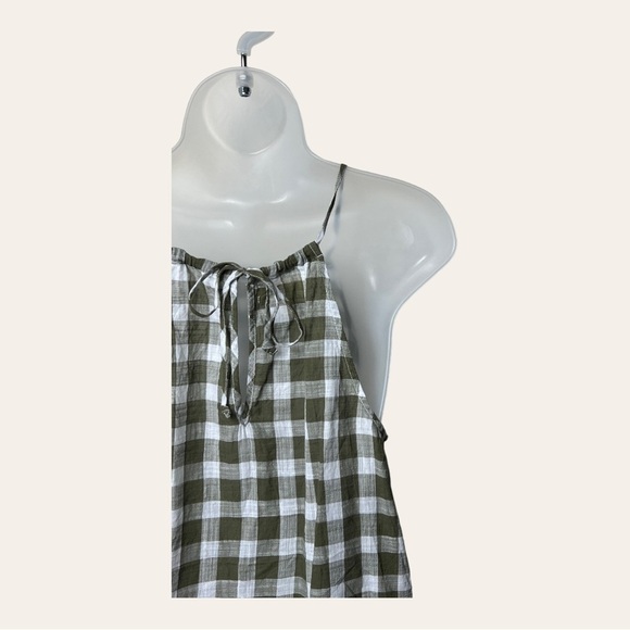 1099. ANTHROPOLOGIE CLOTH & STONE GINGHAM HALTER TOP SIZE XSMALL GREEN/WHITE - Picture 7 of 10